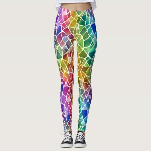 Glitzer Abstrakt Geometrisches Oktagon Leggings (Vorderseite)