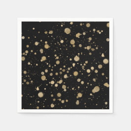Glitzer Abstrakt Paint Spritzer Dots Gold Black Serviette