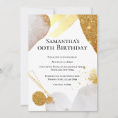 Glitzer abstrakte goldfarbene Formen Aquarellglasu Einladung (Vorderseite)