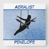 Glitzer Aerialist Quadratische Wanduhr (Vorderseite)