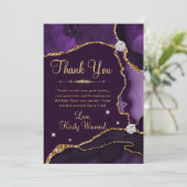 Glitzer Agate Birthday für lila Imitate Dankeskarte (Stehend Vorderseite)