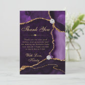 Glitzer Agate Birthday für lila Imitate Dankeskarte (Stehend Vorderseite)