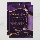 Glitzer Agate Birthday für lila Imitate Dankeskarte (Vorne/Hinten)