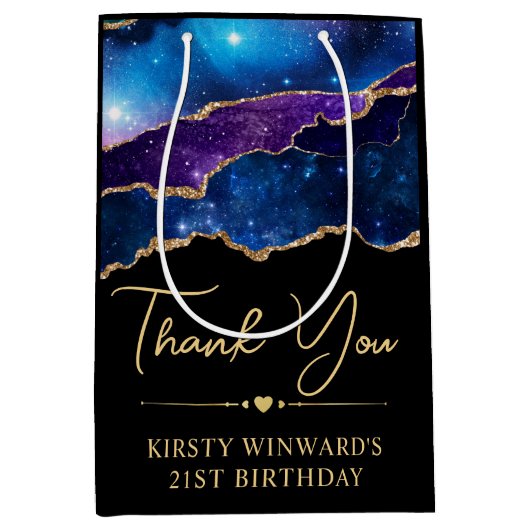 Glitzer Agate Birthday Mittlere Geschenktüte (Vorderseite)