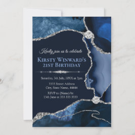 Glitzer Agate Birthday Party Einladung