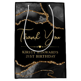 Glitzer Agate Birthday Party für Black and Gold Im Mittlere Geschenktüte