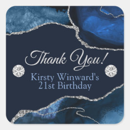 Glitzer Agate Birthday Party Quadratischer Aufkleber