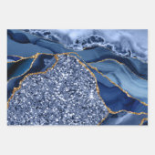 Glitzer Agate für blaue und goldene Imitate Geschenkpapier Set (Vorderseite 3)