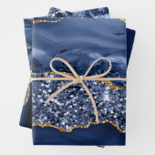 Glitzer Agate für blaue und goldene Imitate Geschenkpapier Set (Beispiel)
