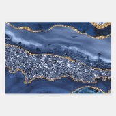 Glitzer Agate für blaue und goldene Imitate Geschenkpapier Set (Vorderseite)