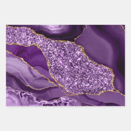 Glitzer Agate für lila Imitate Geschenkpapier Set (Vorderseite 3)