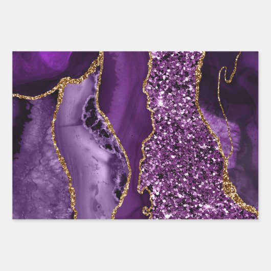 Glitzer Agate für lila Imitate Geschenkpapier Set (Vorderseite 2)