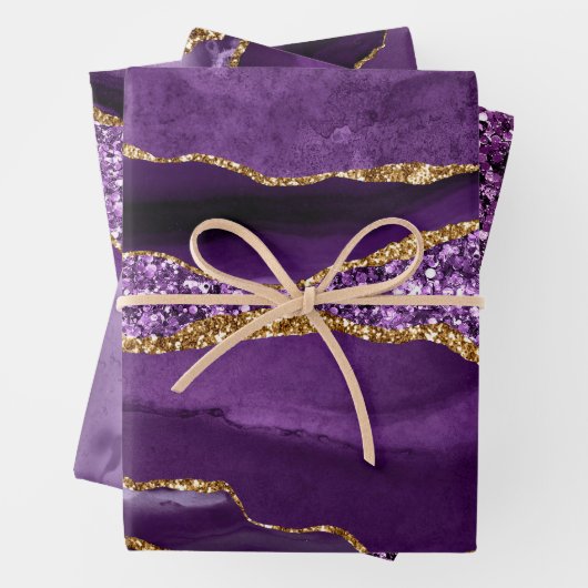 Glitzer Agate für lila Imitate Geschenkpapier Set (Beispiel)