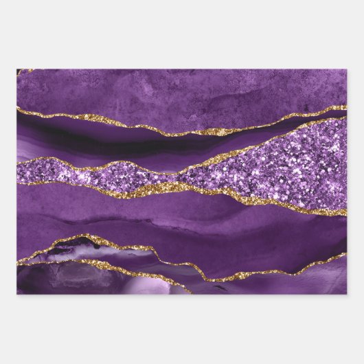 Glitzer Agate für lila Imitate Geschenkpapier Set (Vorderseite)