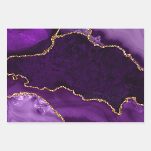 Glitzer Agate für lila Imitate Geschenkpapier Set (Vorderseite 2)