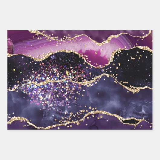 Glitzer Agate für lila und rosa Imitate Geschenkpapier Set (Vorderseite 2)