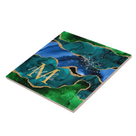 Glitzer Agate, Imitat für blaue und grüne Pfauenbä Fliese (Seite)