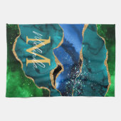 Glitzer Agate, Imitat für blaue und grüne Pfauenbä Geschirrtuch (Horizontal)