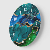 Glitzer Agate, Imitat für blaue und grüne Pfauenbä Große Wanduhr (Winkel)