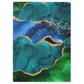 Glitzer Agate, Imitat für blaue und grüne Pfauenbä Klemmbrett (Rückseite)