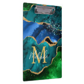 Glitzer Agate, Imitat für blaue und grüne Pfauenbä Klemmbrett (Rechts)