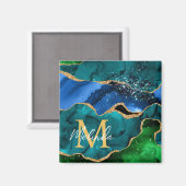 Glitzer Agate, Imitat für blaue und grüne Pfauenbä Magnet (Vorderseite/Rückseite)