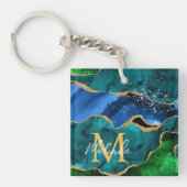 Glitzer Agate, Imitat für blaue und grüne Pfauenbä Schlüsselanhänger (Vorderseite)