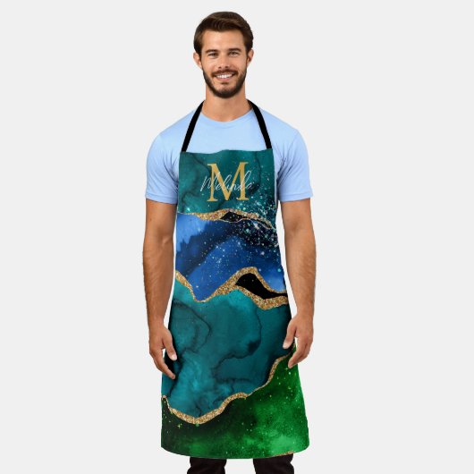 Glitzer Agate, Imitat für blaue und grüne Pfauenbä Schürze (Getragen)