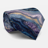 Glitzer Agate Lila Blue Neck Tie Krawatte (Gerollt)