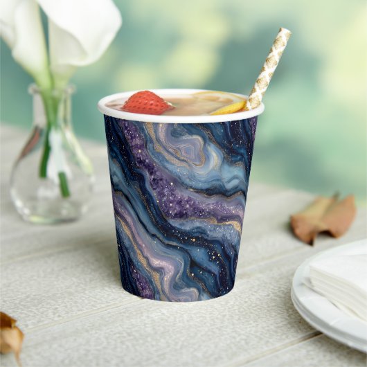 Glitzer Agate Lila Blue Paper Cups Pappbecher (In Situ)