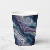 Glitzer Agate Lila Blue Paper Cups Pappbecher (Vorderseite)