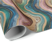 Glitzer Agate Pink Aquamarin Wrapping Paper Roll Geschenkpapier (Rolleneckpunkt)