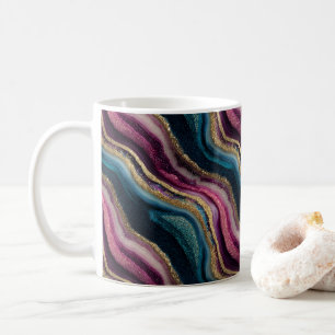 Glitzer Agate Pink Cyan Kaffee Tasse