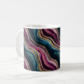 Glitzer Agate Pink Cyan Kaffee Tasse (Vorderseite Links)