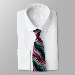 Glitzer Agate Pink Cyan Neck Tie Krawatte