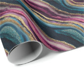 Glitzer Agate Pink Cyan Wrapping Paper Roll Geschenkpapier (Rolleneckpunkt)