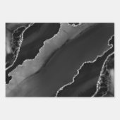 Glitzer Agate: Schwarze und Silberne Imitate Geschenkpapier Set (Vorderseite 2)