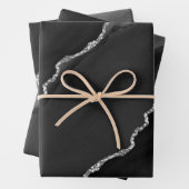 Glitzer Agate: Schwarze und Silberne Imitate Geschenkpapier Set (Beispiel)
