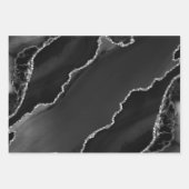 Glitzer Agate: Schwarze und Silberne Imitate Geschenkpapier Set (Vorderseite)