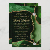 Glitzer Agate Sweet 16 Imitat Green und Gold 16 Einladung (Vorne/Hinten)