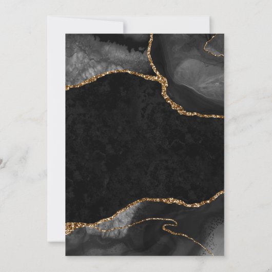 Glitzer Agate Sweet 16 Imitate aus Schwarz und Gol Einladung (Rückseite)