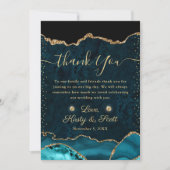 Glitzer Agate Wedding mit aquamarinen und Gold Imi Dankeskarte (Vorderseite)