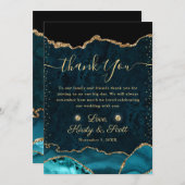 Glitzer Agate Wedding mit aquamarinen und Gold Imi Dankeskarte (Vorne/Hinten)