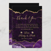 Glitzer Agate Wedding mit lila Imitaten Dankeskarte (Vorne/Hinten)