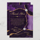 Glitzer Agate Wedding mit lila und Gold Imitate Dankeskarte (Vorne/Hinten)