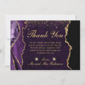 Glitzer Agate Wedding mit lila und Gold Imitate Dankeskarte (Vorderseite)