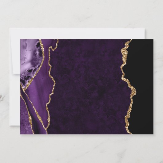 Glitzer Agate Wedding mit lila und Gold Imitate Dankeskarte (Rückseite)