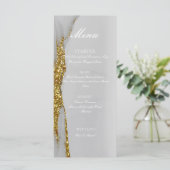 Glitzer Alcohol Tinte handmade Gold Flat Menü Menükarte (Stehend Vorderseite)