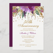 Glitzer Amethyst 50. Hochzeitstag Einladung (Vorne/Hinten)