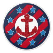 Glitzer Anchor Red Imitats | Nautic Keramikknauf (Vorderseite)